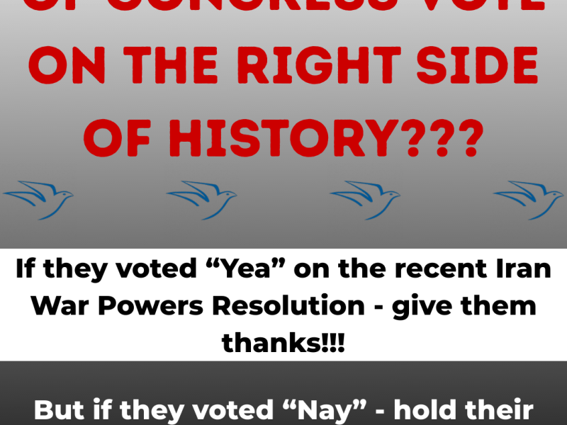 Did your Representatives in Congress vote against war in&nbsp;Iran?