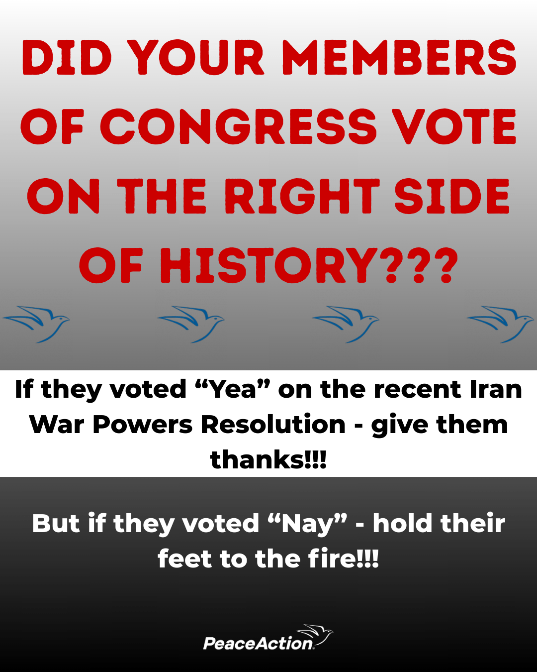 Did your Representatives in Congress vote against war in&nbsp;Iran?