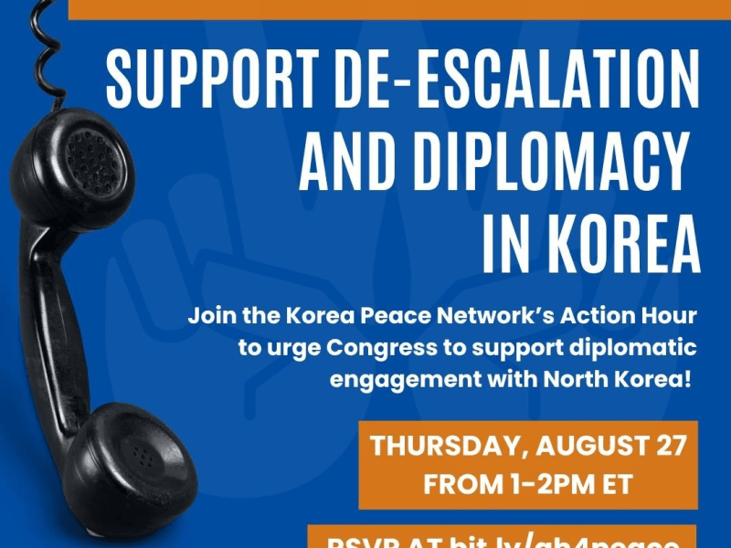 Action Hour for Korea Peace, 8/27 @ 1-2 pm&nbsp;ET