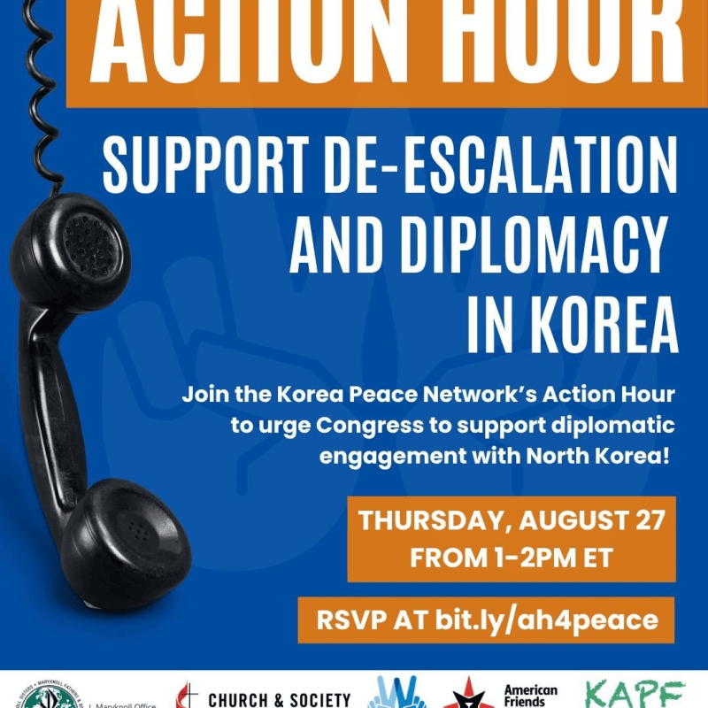 Action Hour for Korea Peace, 8/27 @ 1-2 pm&nbsp;ET